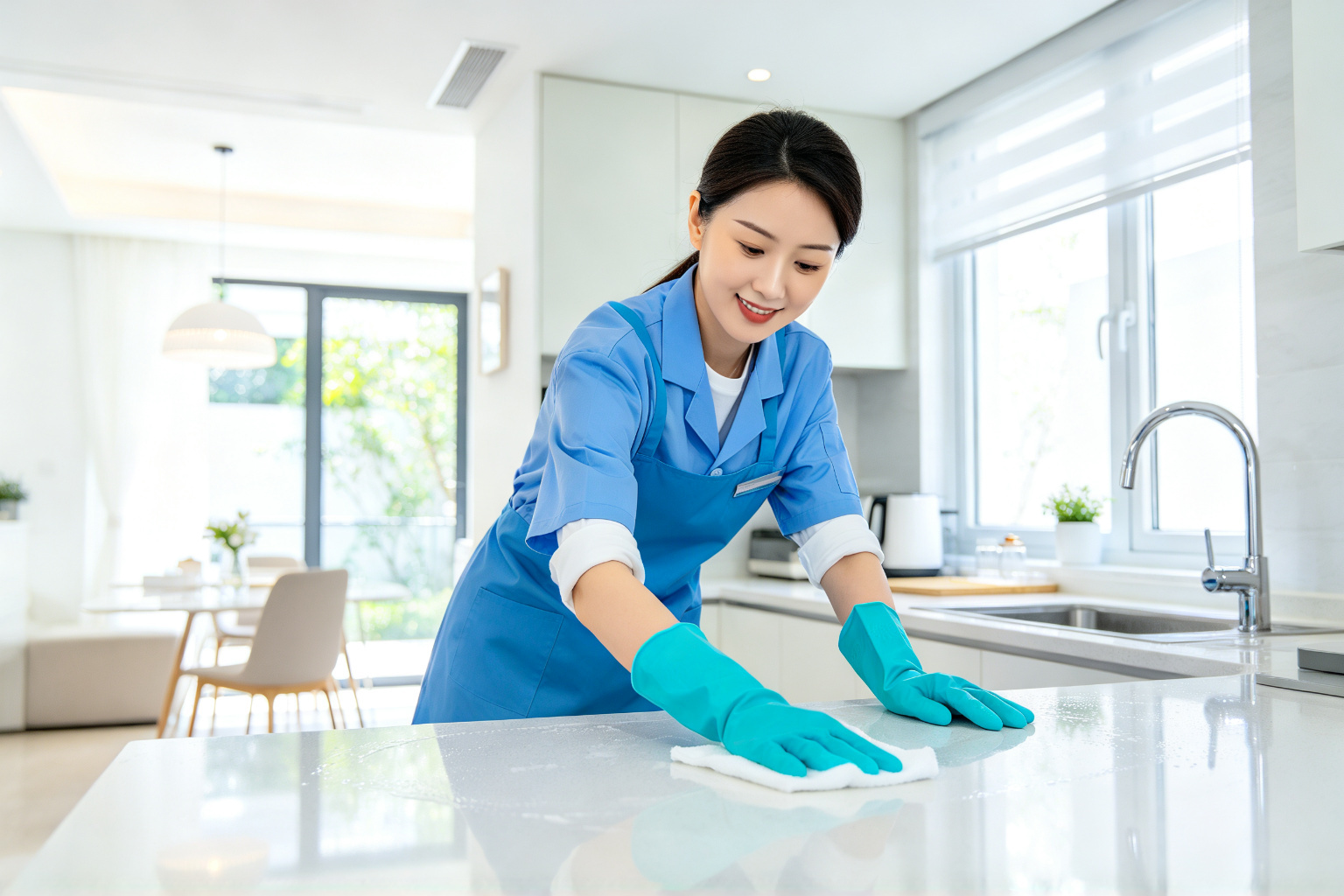 Professional SWC cleaner sparkling a modern kitchen in Farnborough